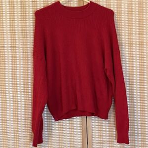 Abercrombie & Fitch Womens‎ L Sweater Red Crew Neck Long Sleeve Texture Preppy